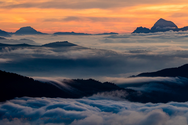 Sunset over the Arve valley with clouds