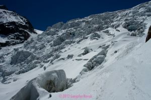 Serac fall on the Valley Blanche